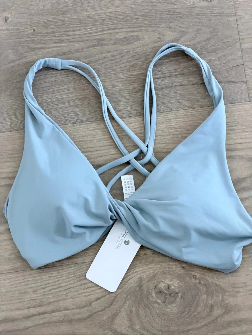 NWT CRZ YOGA Sunshine Criss Cross Bikini Set M Light Grayish Blue